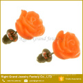 Fashionable Design 3D Resin Rose Flower Stainless Steel Ear Studs